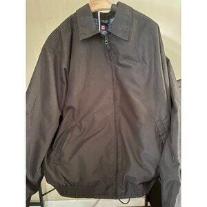 Chaps Mens XL Black Jacket With Plaid Lining & Zip Closure NWT